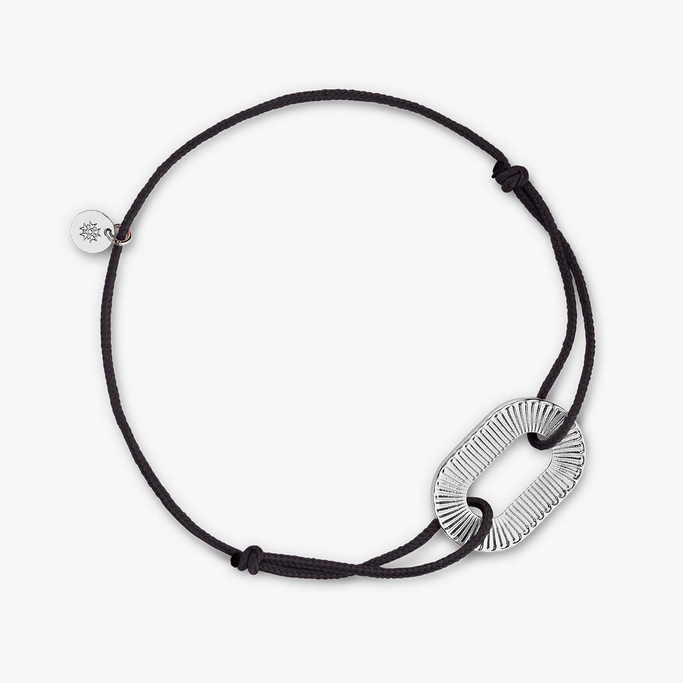 Bracelet Cordon Argent Ruban - M - Noir