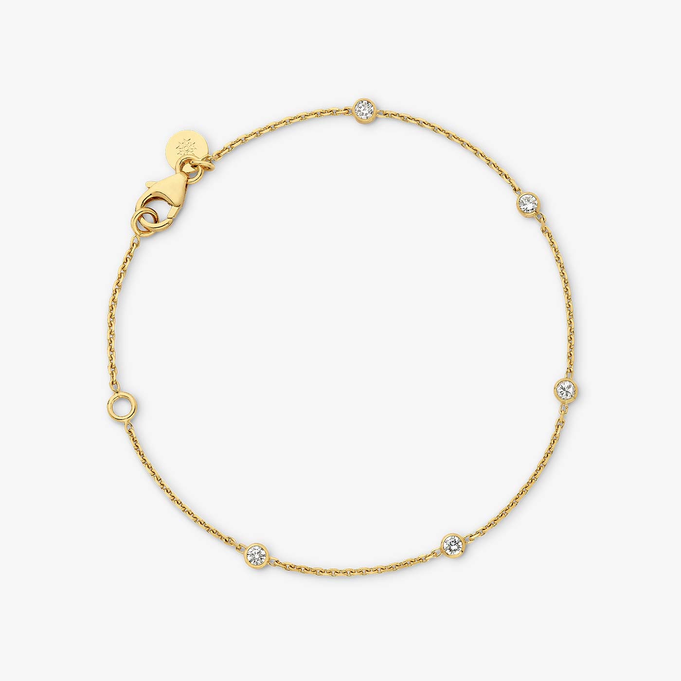 Bracelet Chaîne Or Jaune 5 Diamants