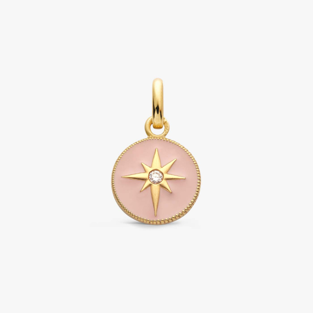 Pendentif Etoile Rose Poudré Diamant, vue zoomée