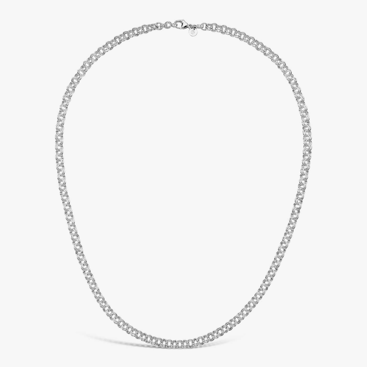Collier Chaîne En Argent Massif 925 - Maille Style Art Nouveau Avec émaux - Occasion