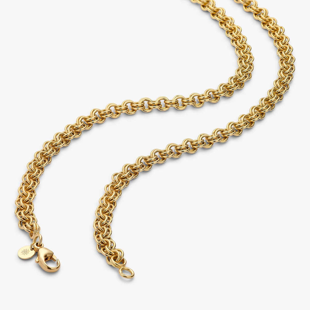 Collier Chaîne Alternance Acier Brut Et Métal Doré - Bijou Occasion Style Contrasté