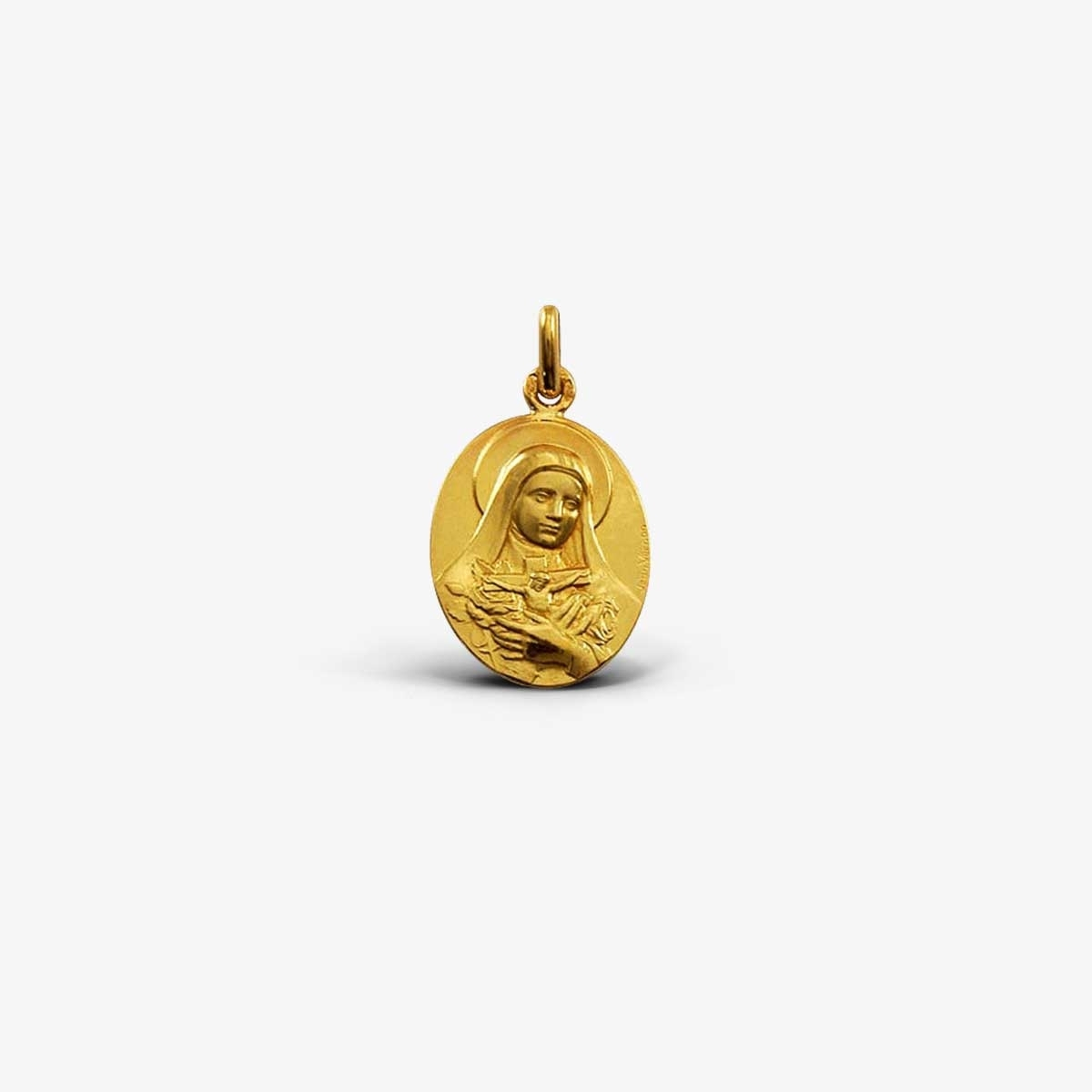 Médaille de baptême Sainte Thérèse - Or jaune - Ovale - Arthus