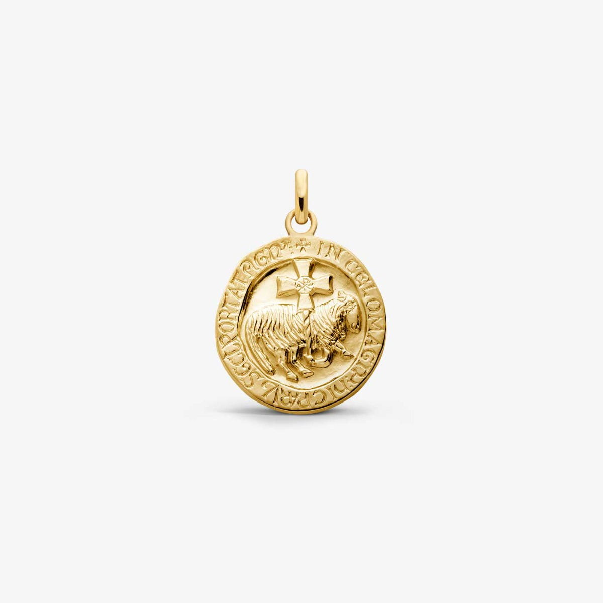 Médaille De Baptême BECKER En Or Jaune 18 Carats - Enfant Jésus Avec Agneau - Pendentif Occasion - France
