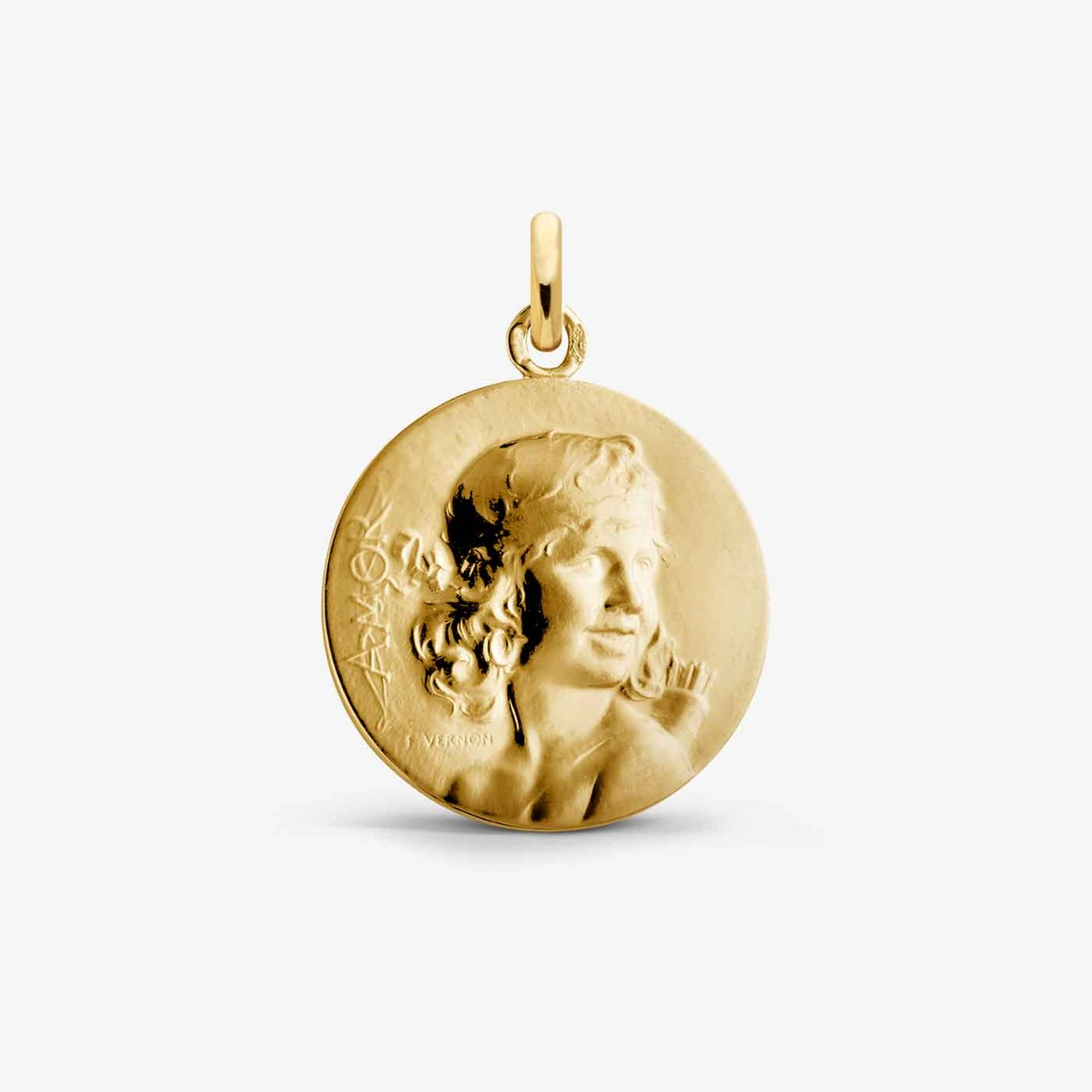 Collier Enfant Avec Médaille Ange Baptême Or Jaune Vermeil 14 Carats - 18mm - Neuf Avec étiquettes