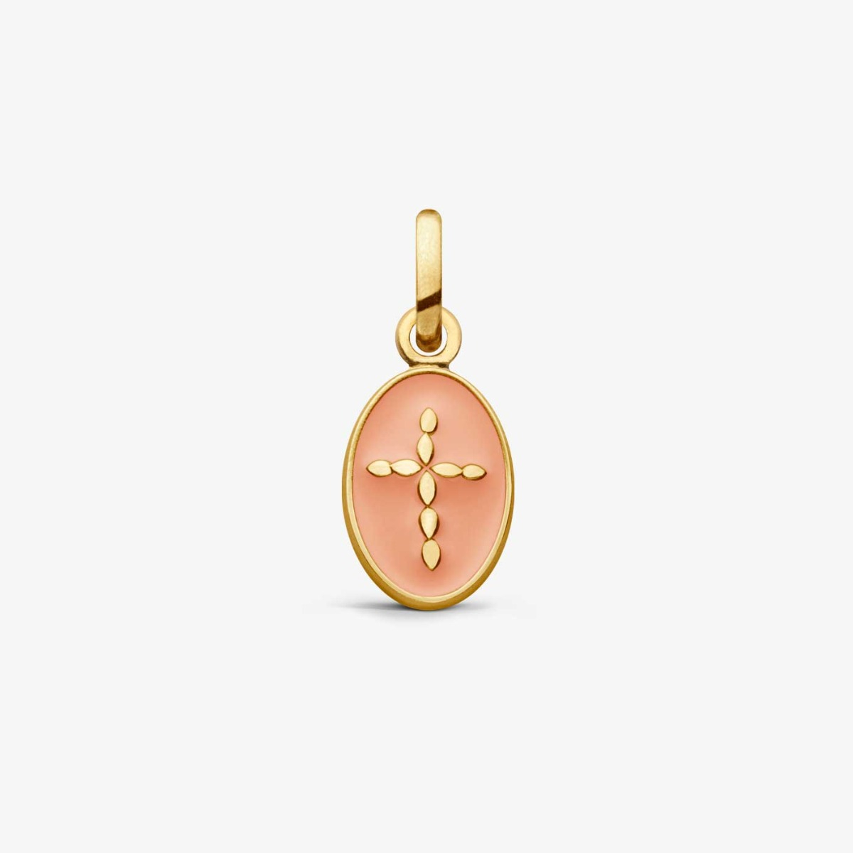 Pendentif Croix En Or Rose 18k Vintage (années 1970) - Style Art Nouveau