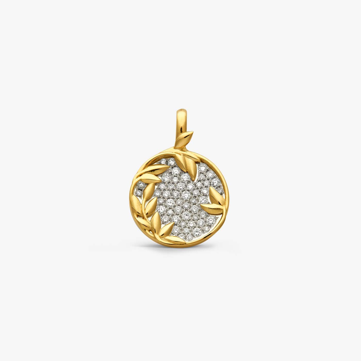 Pendentif Art Nouveau Palmette - Or Gris 14 Carats Et Argent Avec Diamants - Occasion