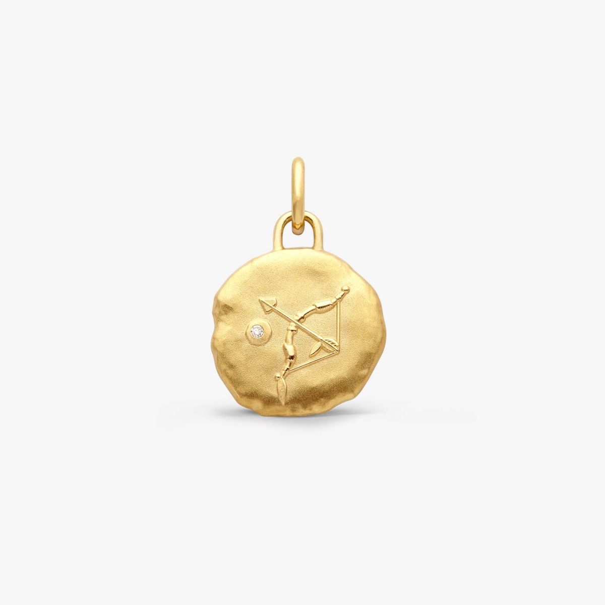 Pendentif Vintage Plaqué Or Sagittaire - Médaille Zodiaque Astrologique Ronde Dorée - Occasion