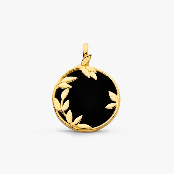 Pendentif Ovale Or Jaune 18K Et Malachite - Poids Brut 17,79 G - Bijou Occasion