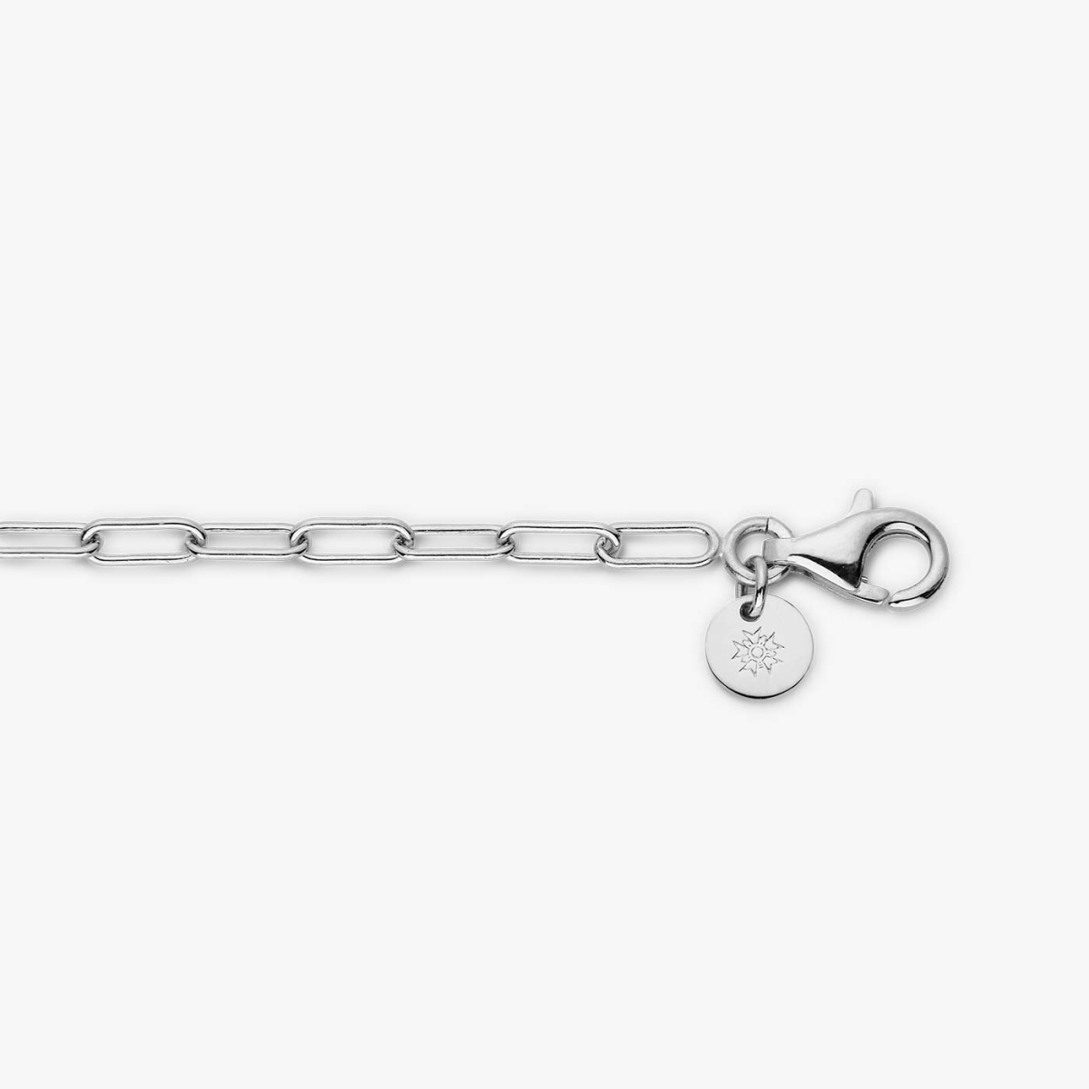 Bracelet chaine en or blanc, vue pastille