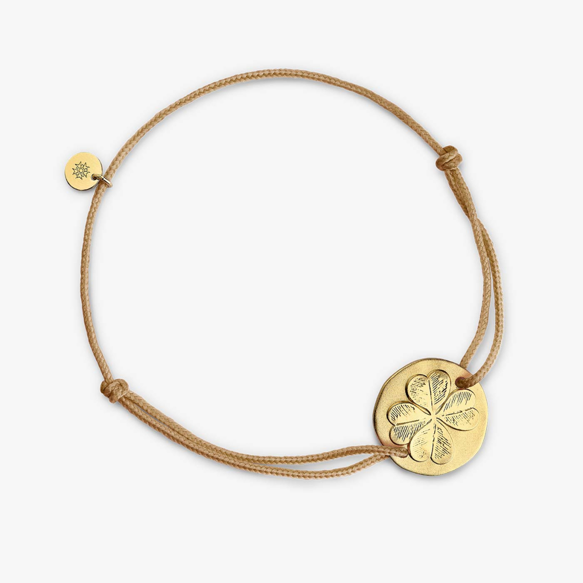 Bracelet Cordon Vermeil Trèfle - Beige