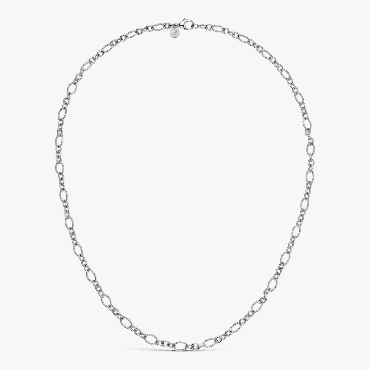 Chaîne Argent Ovale Striée, 50 Cm, vue collier