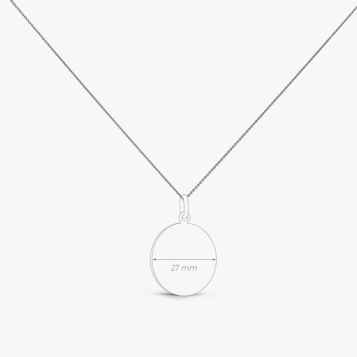 Chaîne Or Blanc Forçat Rond, 80 cm, vue médaille