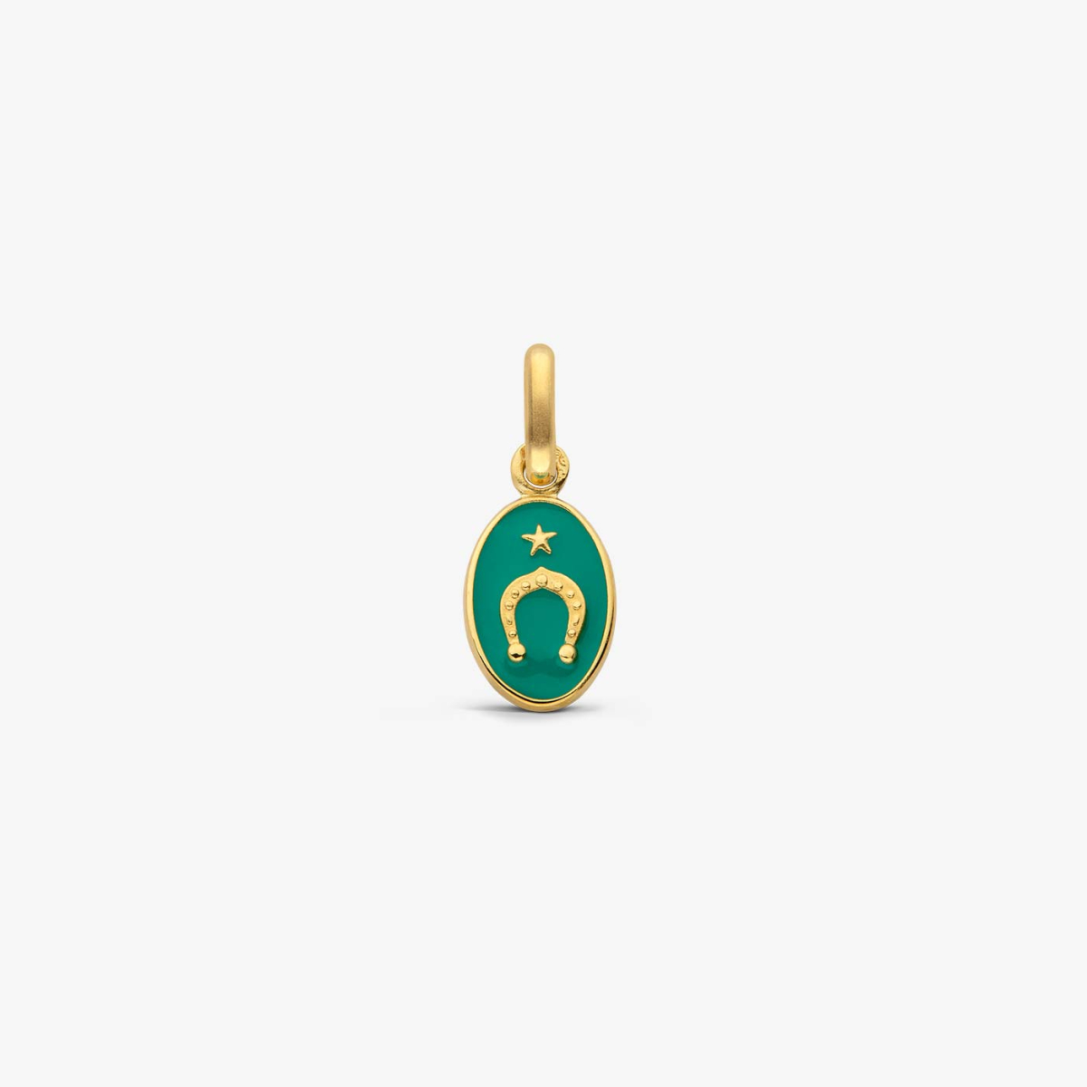 Pendentif Ancien Fer à Cheval En Or 18 Carats Avec Perle Fine Et Trèfles - Occasion Très Bon état
